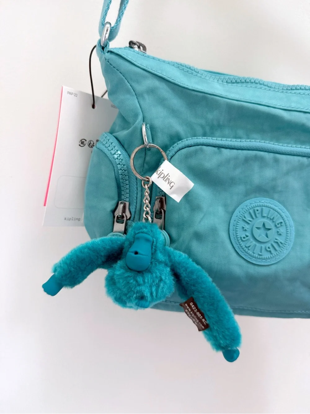 Kipling | Gabbie Mini Crossbody Bag Purse Deepest Aqua Blue Nylon Monkey NWT New